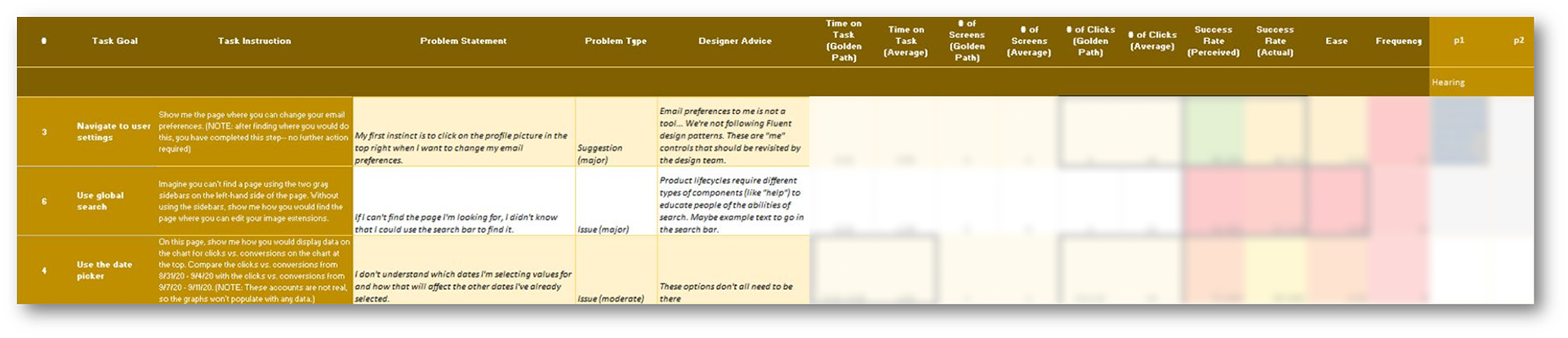 UI problem matrix